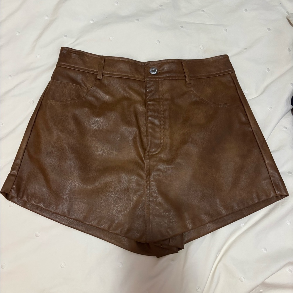 Zara Tan Leather Skort